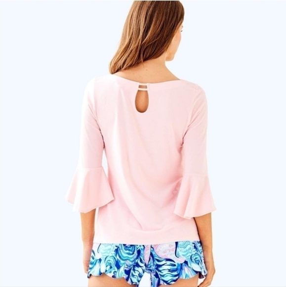 Lilly pulitzer pink flutter sleeve shirt New With Tags XS - Picture 2 of 10
